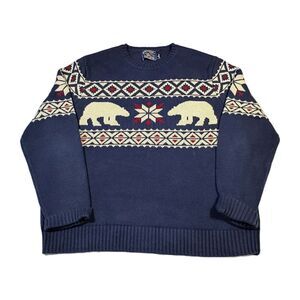 American Living Ralph Lauren Polar Bear Fair Isle Sweater Men's XL Oversized